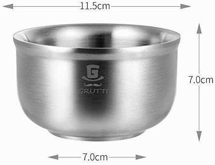 GRUTTI Premium Rasierschale 11.5cm - 3-Schicht Edelstahl mit 6cm Tiefe für Warmen Schaum &amp; Kein Über