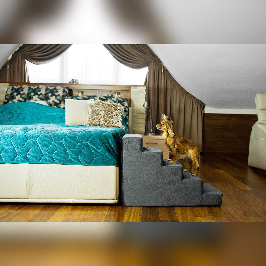 Hundetreppe 50 cm hoch | Katzentreppe Haustiertreppe | 5 Stufen | Hunde Katzen Haustier | für Bett u