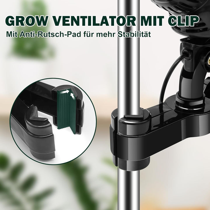2 Stück Clip Ventilator 220mm für Grow Zelte, 2 Oszillationsstufen | Ventilator, oszillierend, 2 Ges