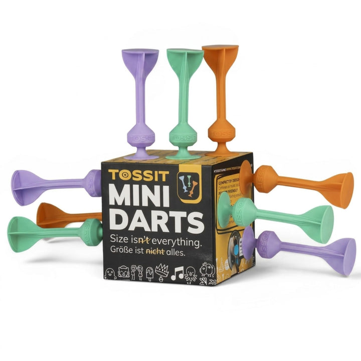 TOSSIT Mini Darts, Saugnapf-Dartspiel, Pétanque Indoor Outdoor für Wand und Boden, Robustes Silikon,
