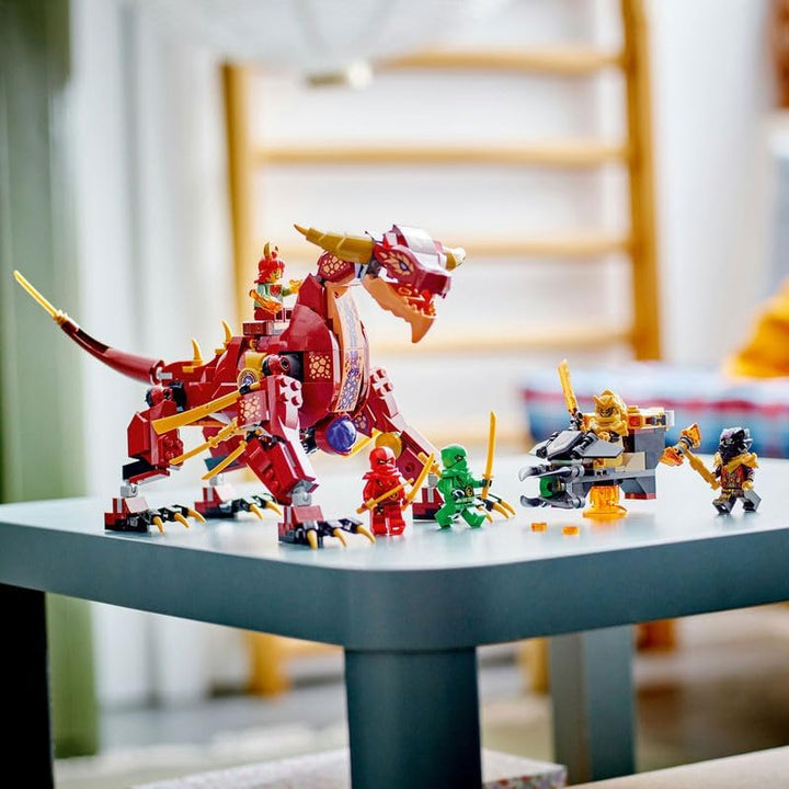 LEGO 71793 NINJAGO Wyldfires Lavadrache Fabelwesen verwandlungsfähiges Spielzeug, Drachen-Serie Set
