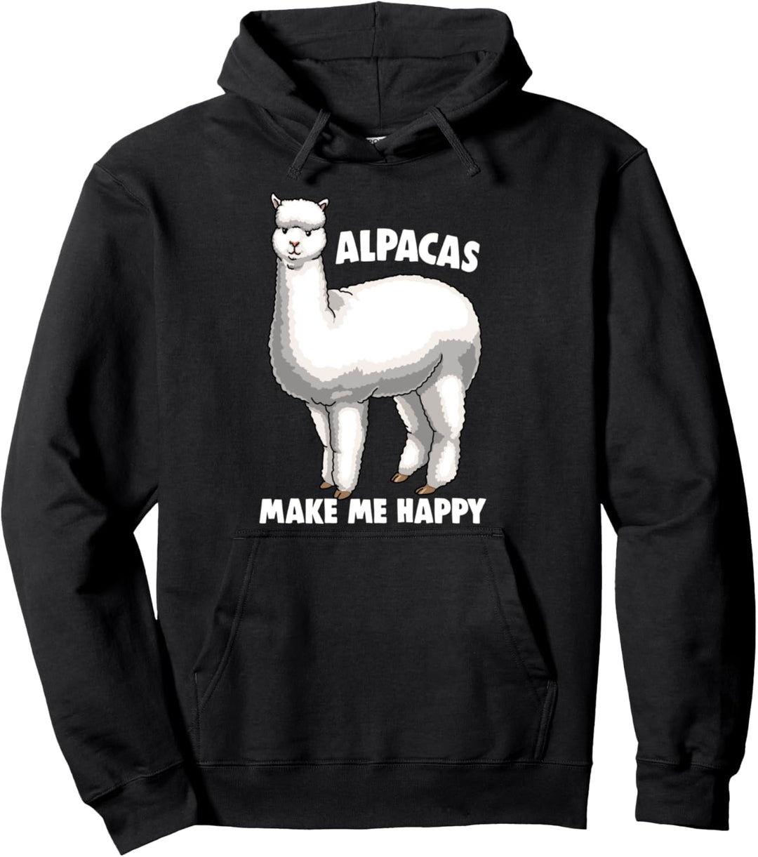 Alpaca Makes Me Happy Tees Alpaca Graphic Shirt Funny Llama Pullover Hoodie