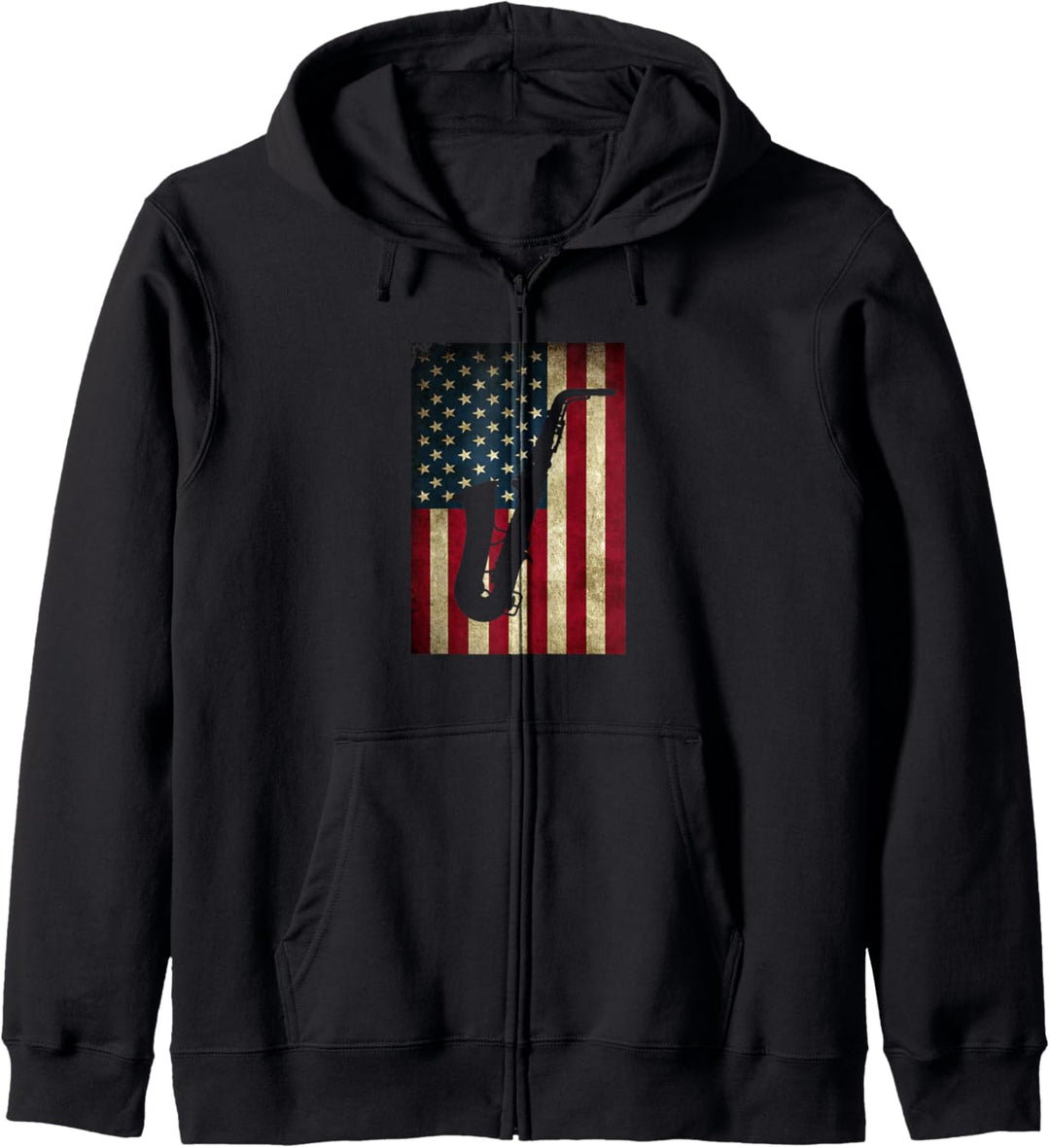 Saxaphon-Spieler USA Flagge Band Jazz-Musikinstrument Kapuzenjacke