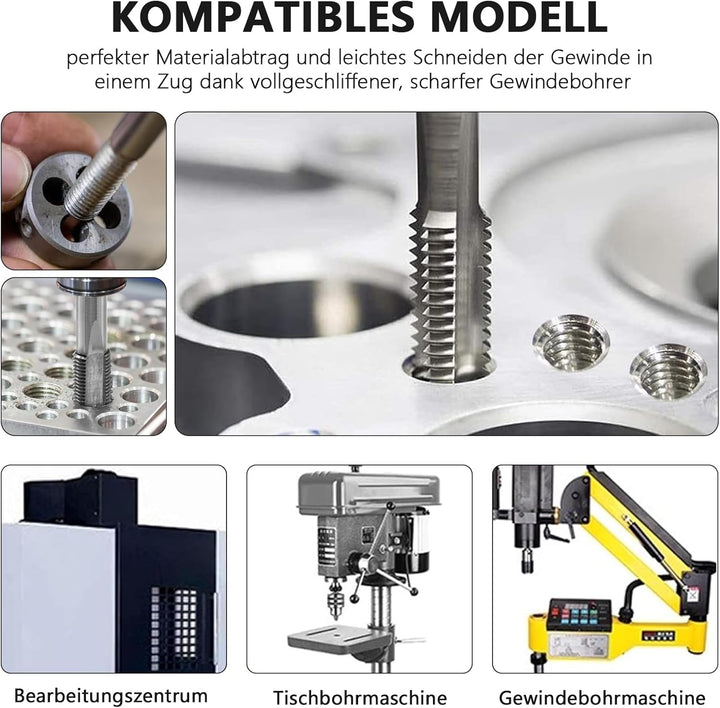 Gewindeschneid M14 x 1.5mm, HSS Gewindebohrer und Schneideisen Set, Rechtsgewinde Feingewinde Schnei