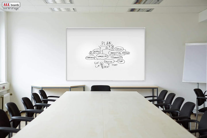 ALLboards Magnetisches Whiteboard, Ceramic Emaillierte Oberfläche 100x80cm Magnettafel mit Alurahmen