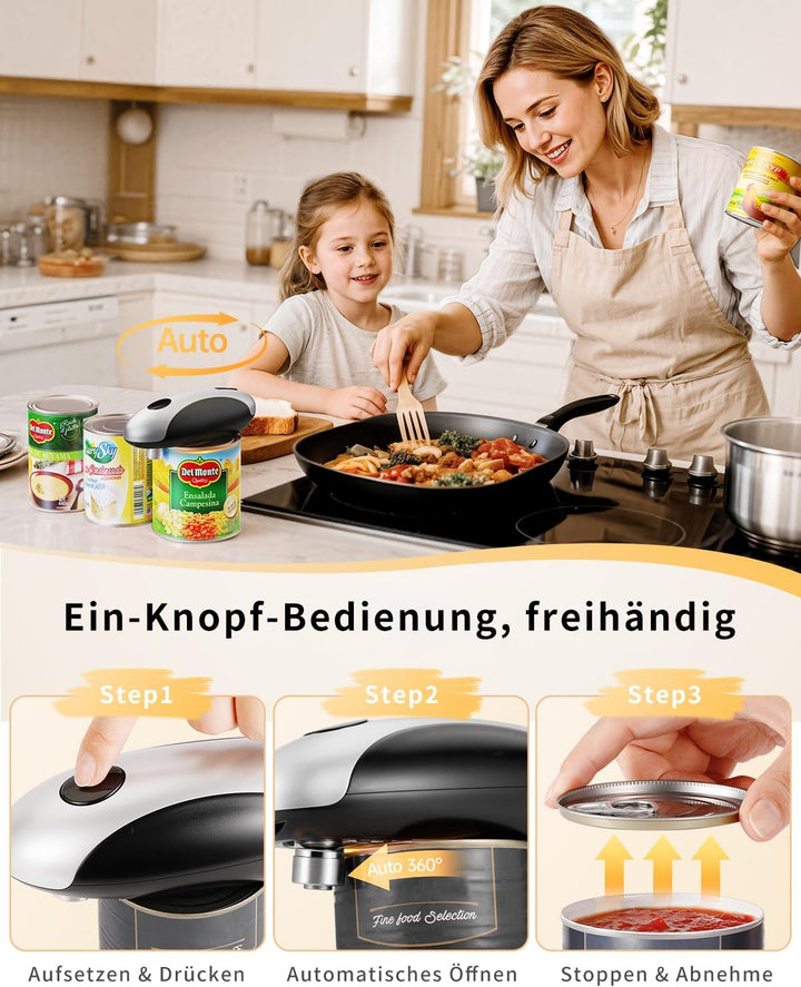 SWEETFULL Elektrischer Dosenöffner,USB Wiederaufladbarer Automatisches Dosenöffner-Set, perfekt für