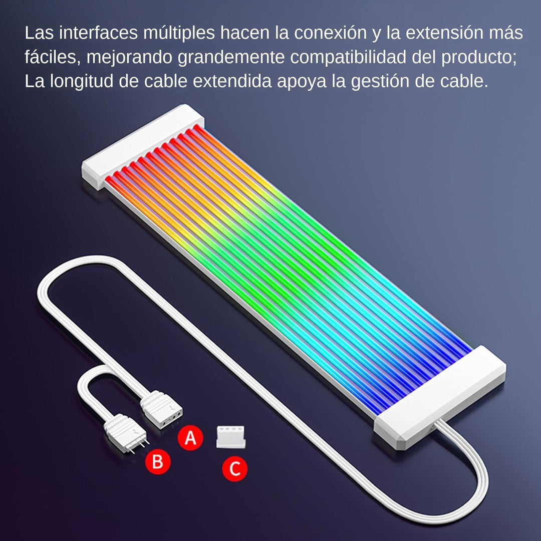 RGB-LED-Streifen, Neon-Silikonkabel, 24-polig, Kabelabdeckung für Motherboards, für Grafikkarte, Com