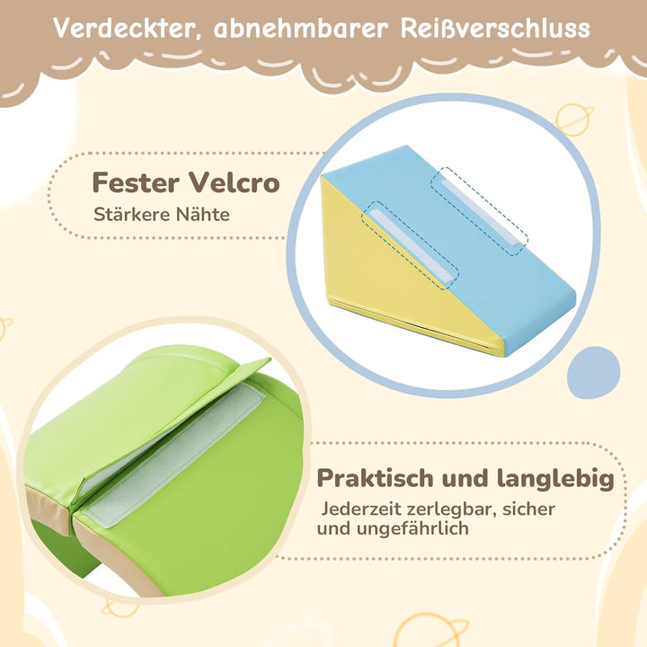 Schaumstoffbausteine 6-in-1 mit Krabbelbogen und Wellenrutsche – Indoor Klettergerüst & Motorikspiel