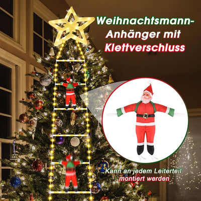 MILFECH 3M LED Weihnachtsmann Leiter Lichterkette LED Weihnachtsbeleuchtung, 8 Modi Weihnachtsdeko-L