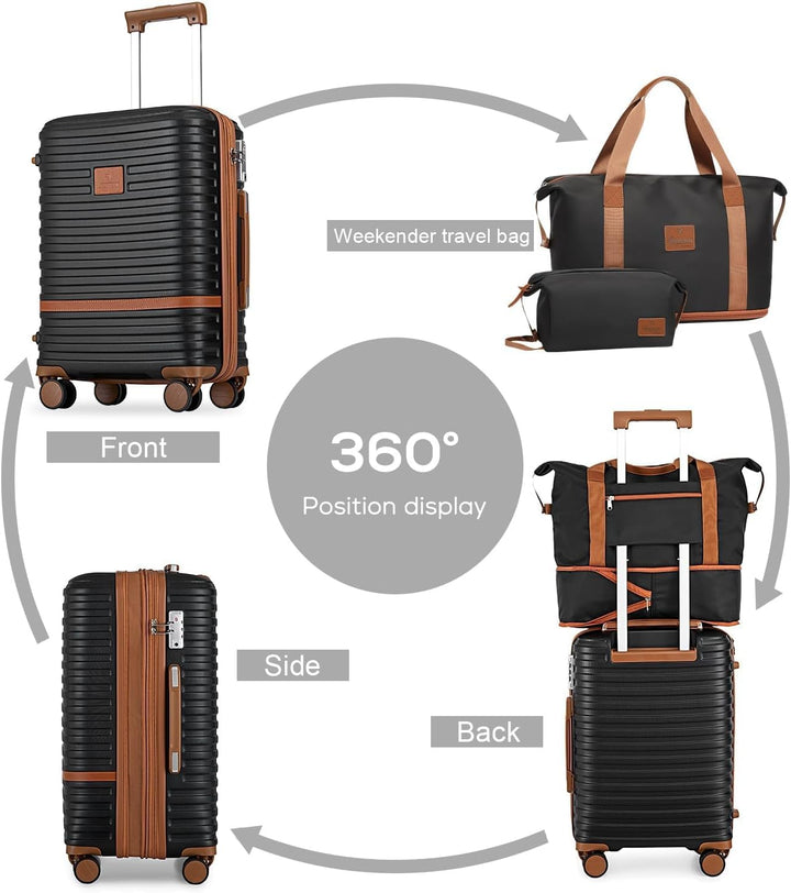 Joyway Koffer Reisekoffer von ABS Hartschalen Erweiterbar Trolley Kofferset mit TSA Schloss und 4 Ro