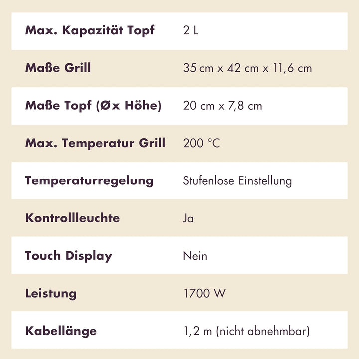 REISHUNGER Elektrischer Hot Pot mit Grillfunktion – für 2-4 Personen – 2 Liter Füllvolumen – Hot Pot
