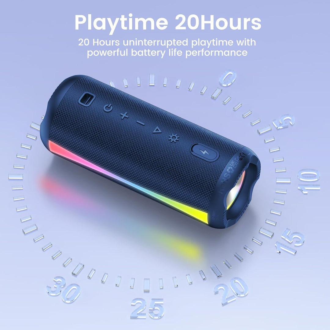 Bluetooth Lautsprecher, Musikbox Bluetooth 5.4 mit RGB Lichter, Tragbarer Lautsprecher Freisprechfun
