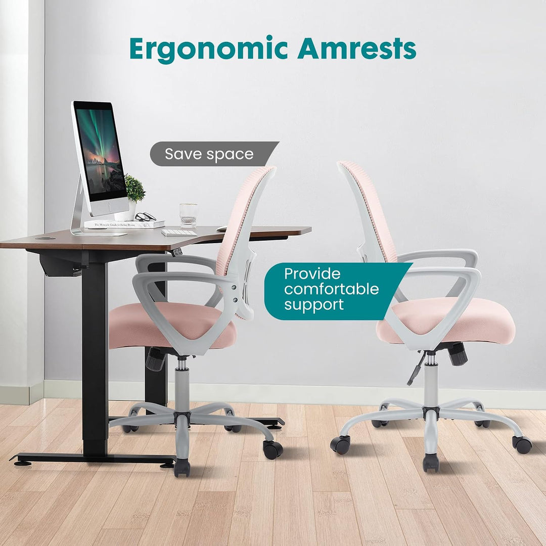 DUMOS Bürostuhl Ergonomisch, Schreibtischstuhl mit Lendenwirbelstütze, Drehstuhl mit Armlehne, Compu