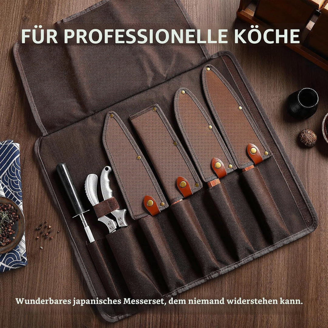 Japan Messer-Set, Hochkohlenstoffstahl Japan Nakiri Santoku Messer, handgeschmiedetes Fleisch-Hackme