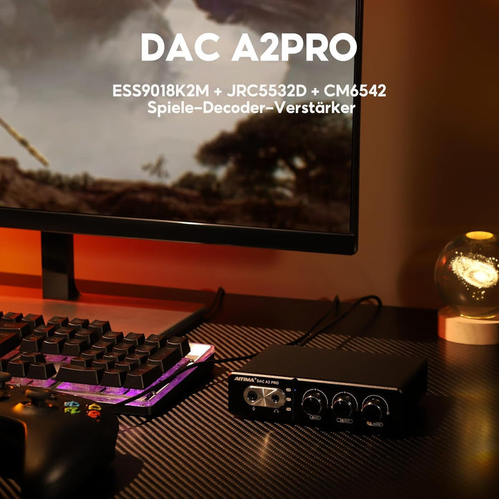 AIYIMA DACA2 PRO Gaming DAC Kopfhörerverstärker Hub USB Mini Stereo Hi-Fi Decoder Optisch/Koaxial zu