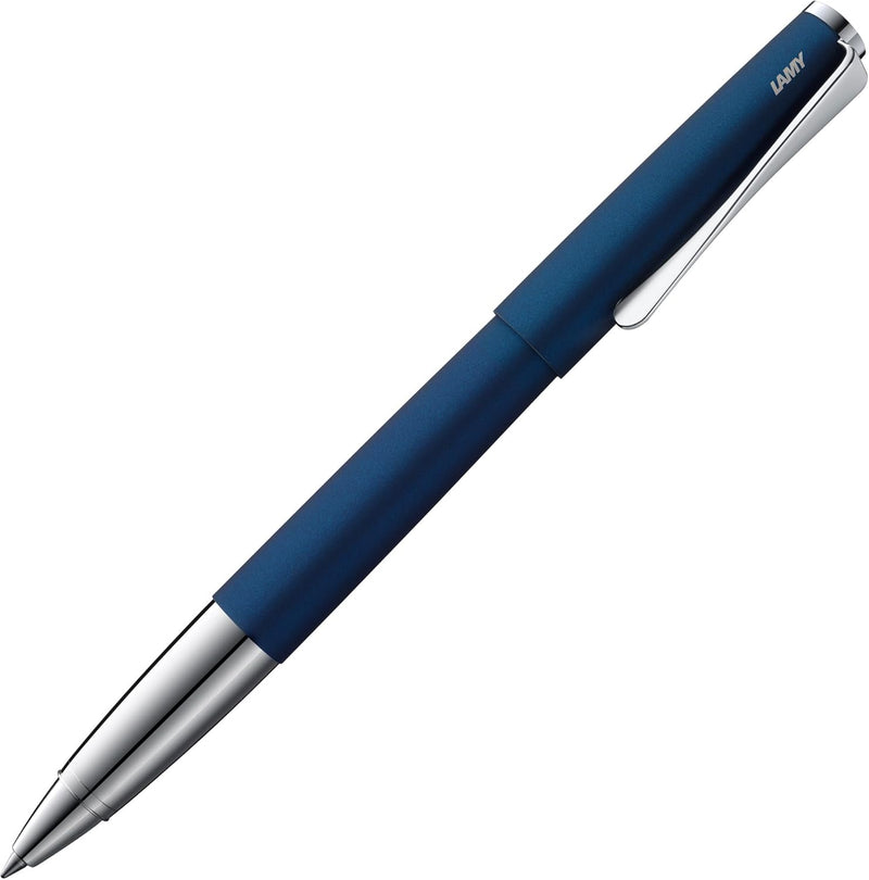 LAMY studio Tintenroller 367 - Rollpen aus Edelstahl in der Farbe Imperial-Blau mit hochglänzendem v