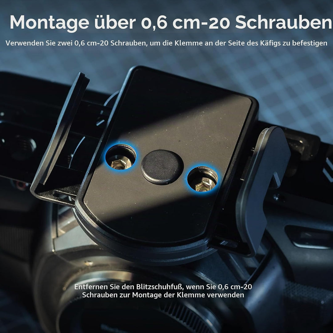 SMALLRIG Universal SSD Halterung mit Kabelklemme für Blitzschuh, 40–60 mm Klemmbreite, SSD-Halterung