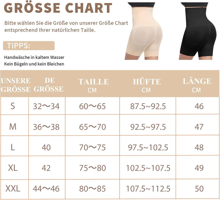 Bauchweg Unterhose Damen Shapewear Miederhose Hohe Taille Miederpants Body Shaper Kurze Leggings XL