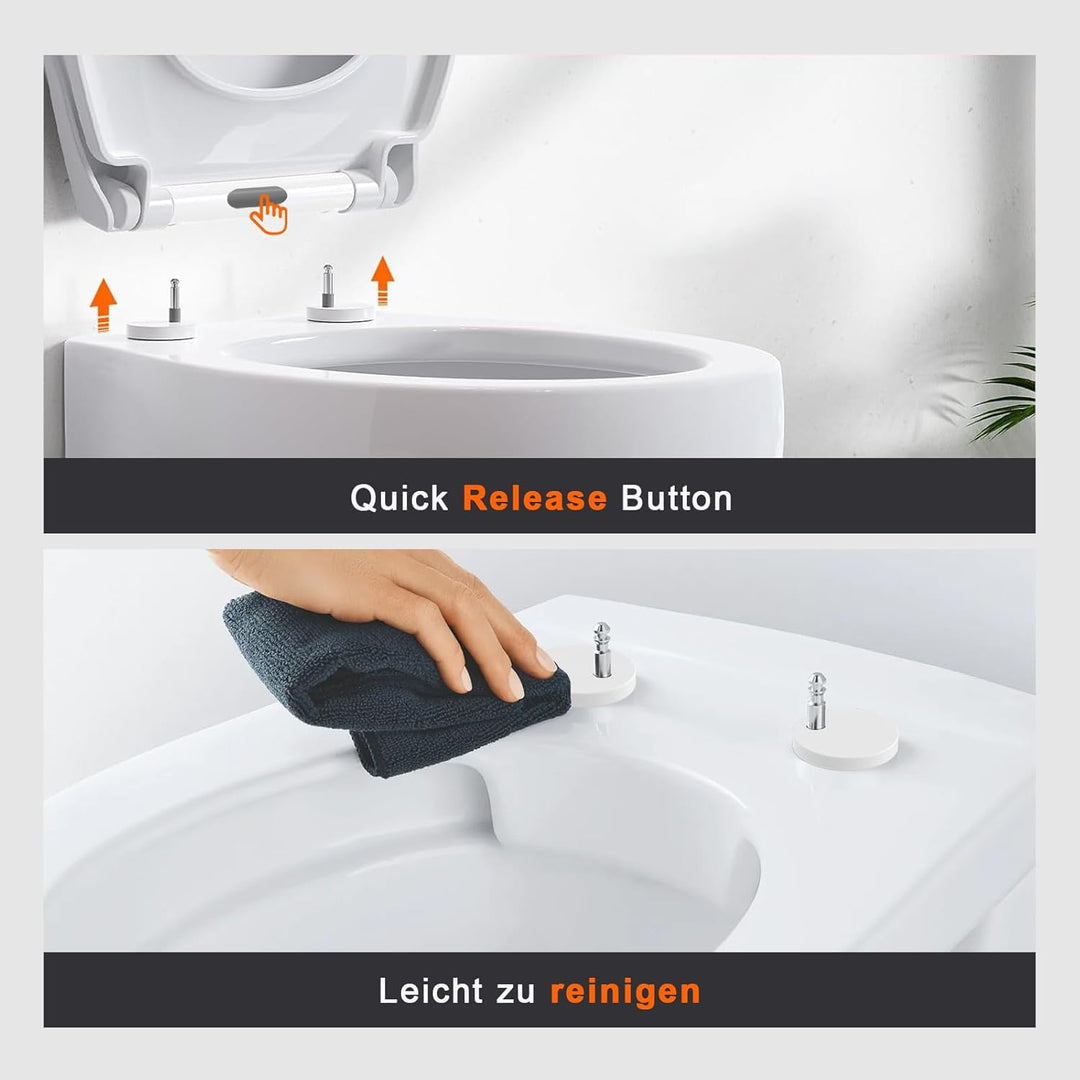Surfou WC Sitz Mit Absenkautomatik, Toilettendeckel Weiss Oval Toilettenbrille Klodeckel Klo Deckel,