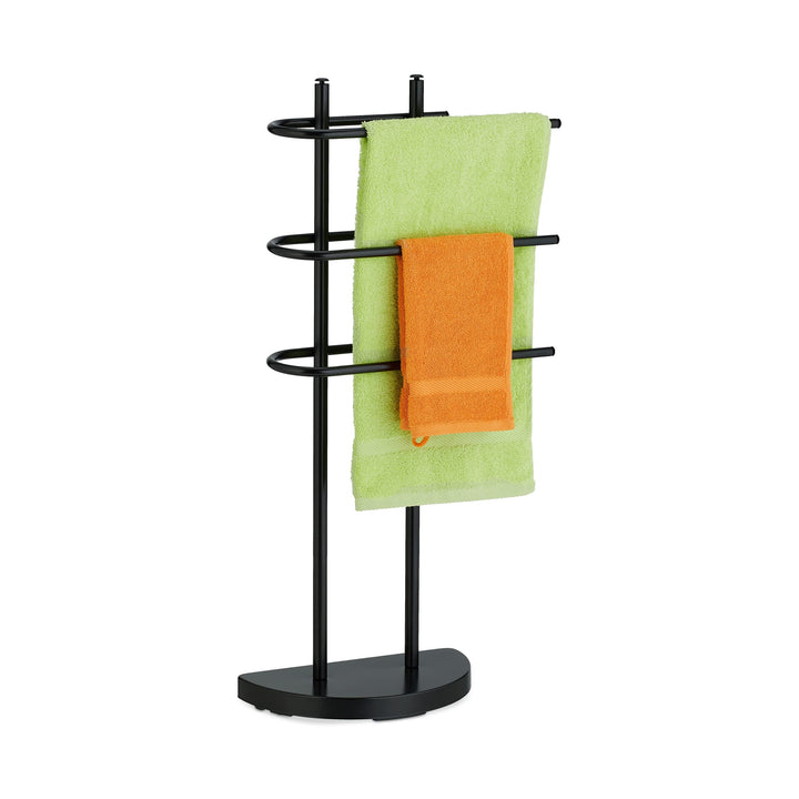 Relaxdays Handtuchständer, 3 Stangen, Metall, HxBxT 83 x 39 x 18 cm, Kleiderablage stehend, Duschtuc