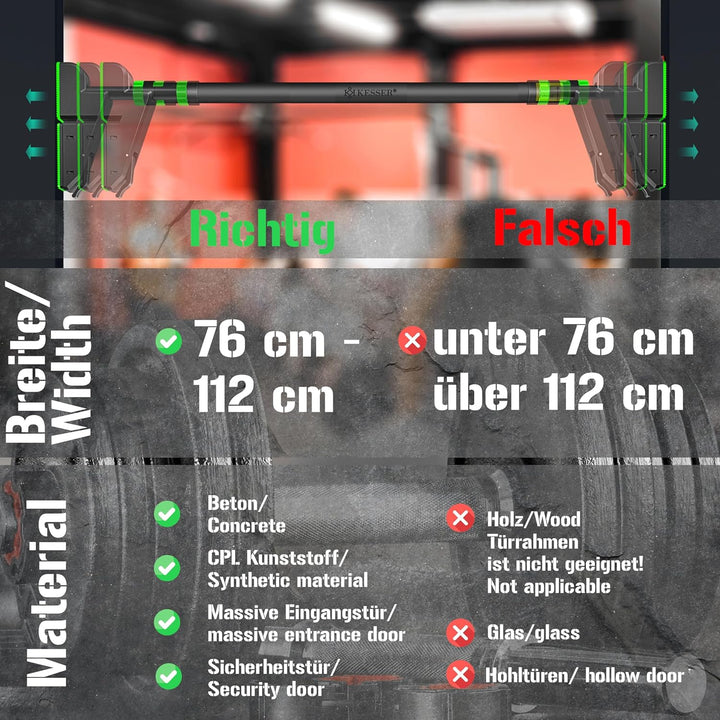 KESSER® Klimmzugstange Türrahmen verstellbar, Pull Up Bar Heimturnhalle, Reckstange ohne Schrauben/B