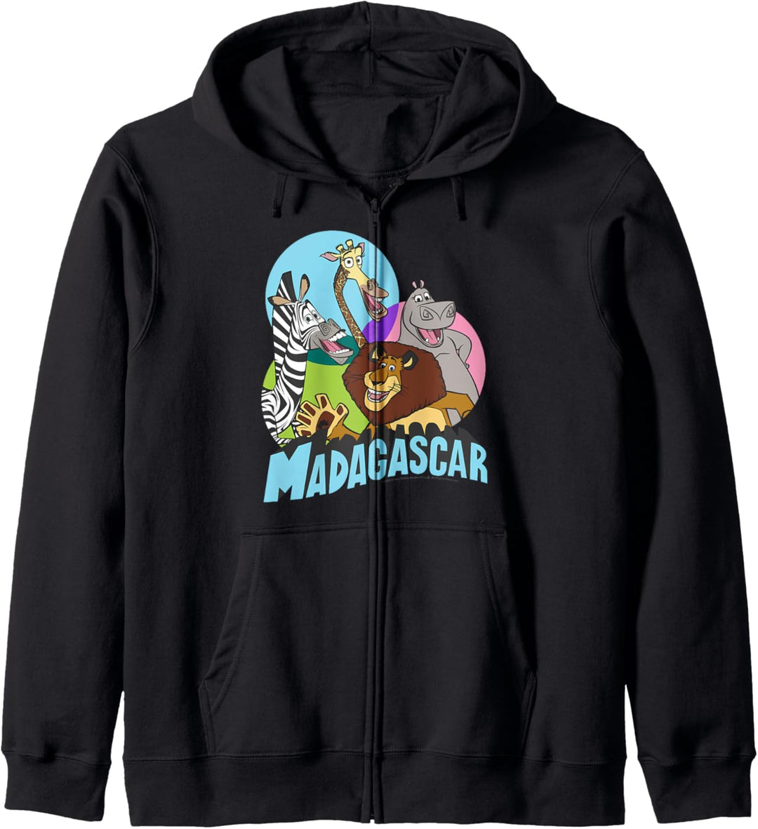 Madagascar Cartoon Group Shot Pop Color Poster Kapuzenjacke