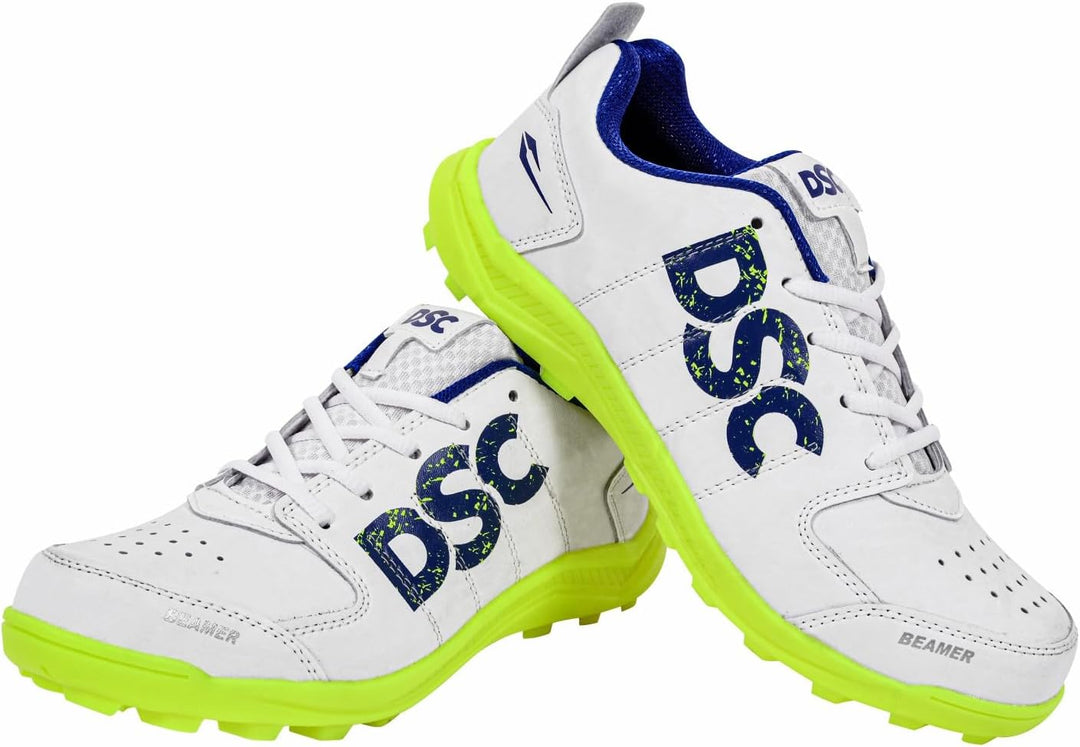 DSC Beamer Cricket Shoes | for Boys and Men | Light Weight | Durable Fluro Yellow White 37 EU, Fluro