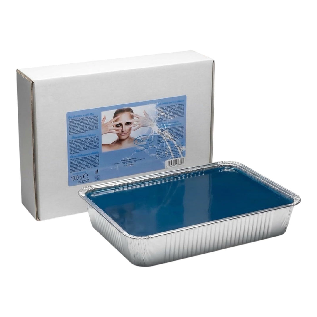 Ro.ial Enthaarungswachs/Warmwachs in Alu-Schale für die Haarentfernung - 1 kg - blau - ohne Vliesstr