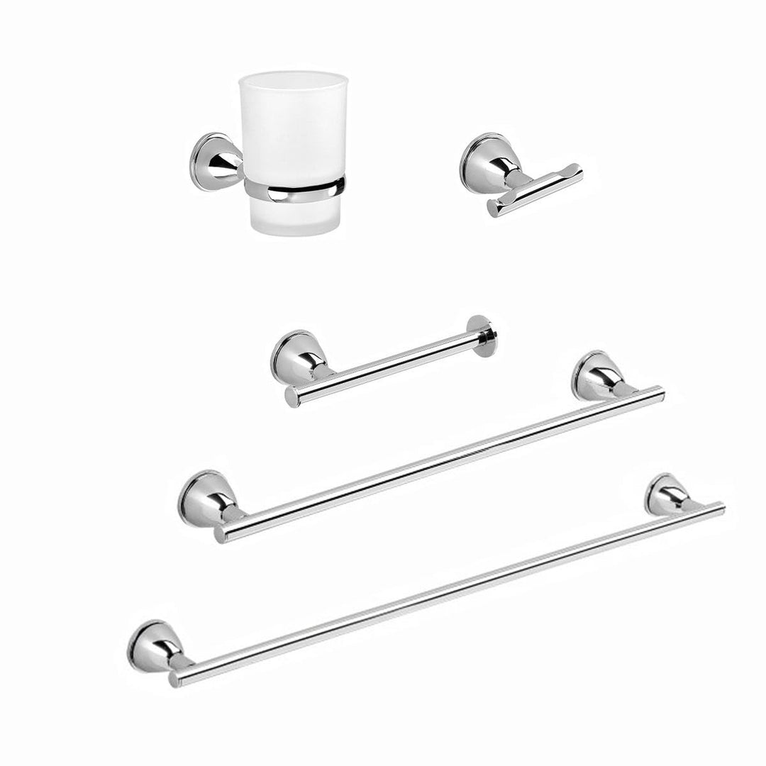 5-TEILIG GÜNSTIGES Bad-Accessoires-Set FÜR WANDMONTAGE VERCHROMT | Gemma, Komplettset 5 Stück