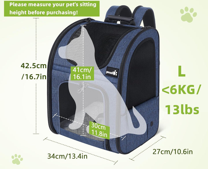 Katzenrucksack Grosse Katzen bis 8kg, Erweiterbar Faltbar, Hunderucksack mit Anti-offener Reissversc