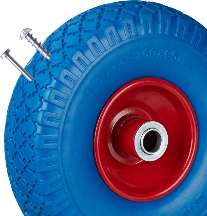 4 x Sackkarrenrad, pannensichere Vollgummireifen, 3.00-4" Stahlfelge, 20mm Achse, 100kg, Ersatzrad 2
