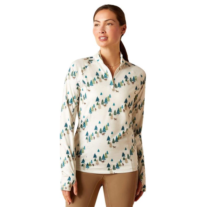 ARIAT 2023 Womens Lowell 2 0 1/4 Zip Base Layer 10046603 - Forest Ride - M Beige, M Beige