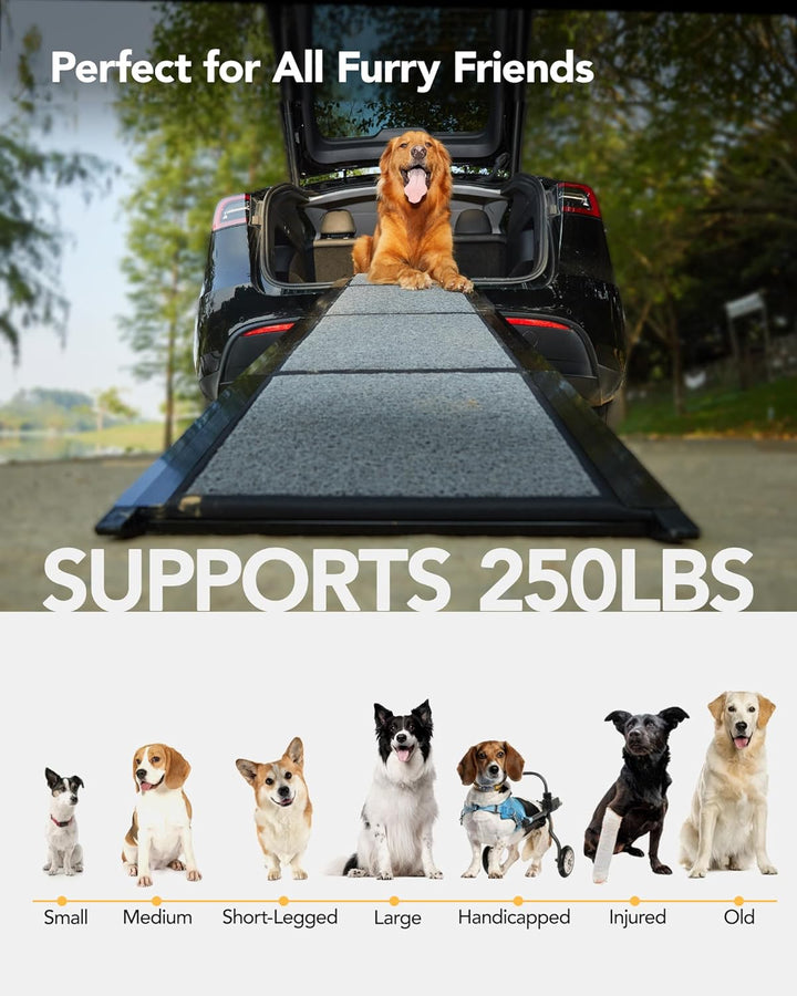 PetThem Hunderampe für Auto, 160 cm lang & 43,2 cm breit, tragbare Hunderampe für grosse Hunde mit R