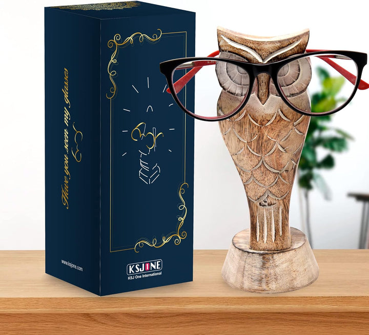 Einzigartiger Eulen-Brillenhalter aus Holz, Brillenständer, handgefertigt, Geschenk für Frauen und M