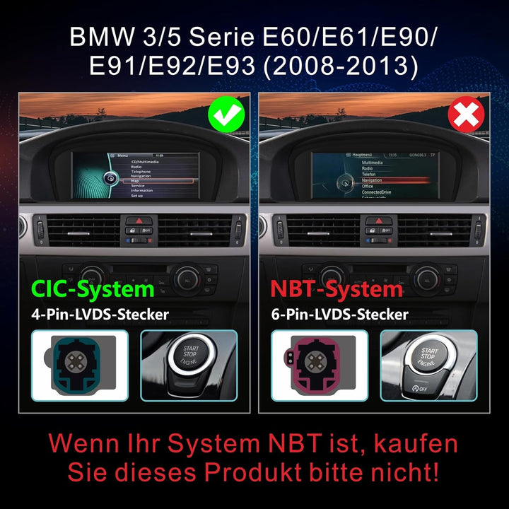 Touchscreen für BMW E60 E90 mit Carplay/Android Auto CIC System Radio für BMW E60/E61/E63/E64/E91/E9