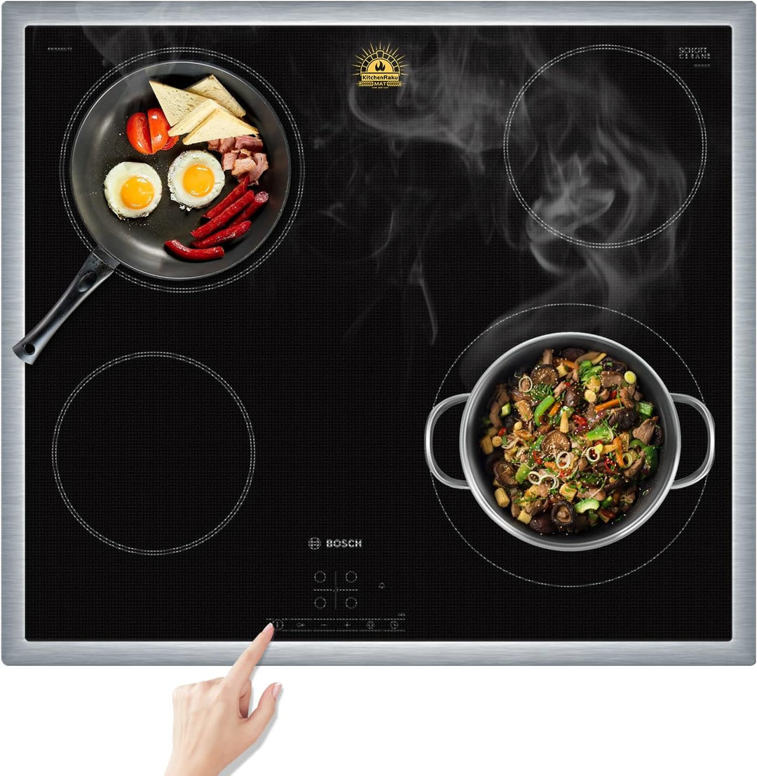 KitchenRaku Grosse Induktion schutzmatte 61x53cm, Transluzent Silikon Induktionskochfeld Schutzmatte