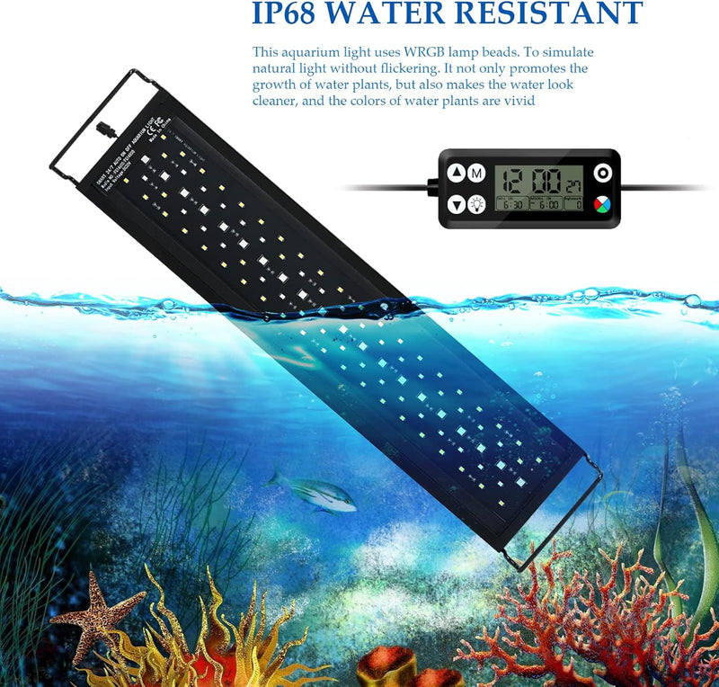 Aquarium LED Beleuchtung, 18W Dimmbare Aquarienbeleuchtung mit Timer für 45cm 1075 lumen Aquarium Fi