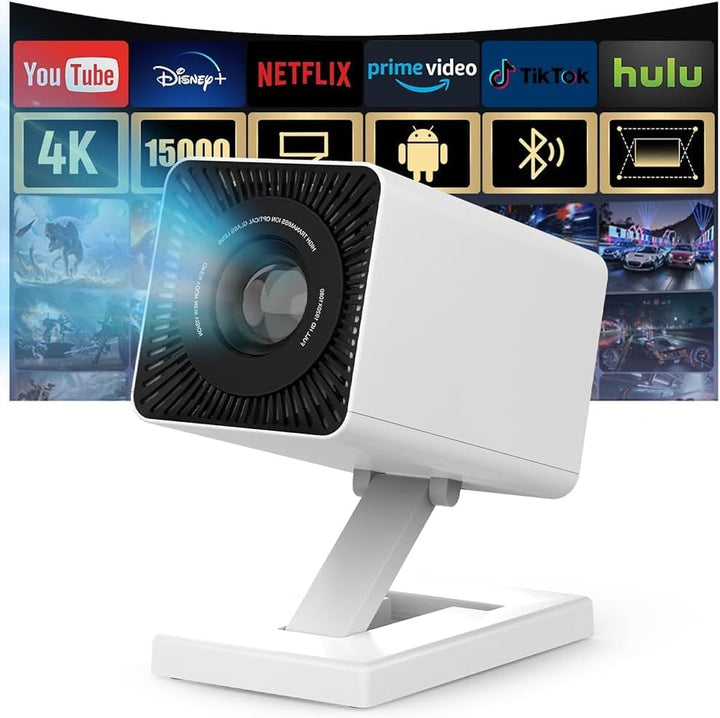Mini Beamer Unterstützt 4K 1080P, Mini Projektor mit WiFi 6 und Bluetooth 5.4, Tragbarer Projektor m