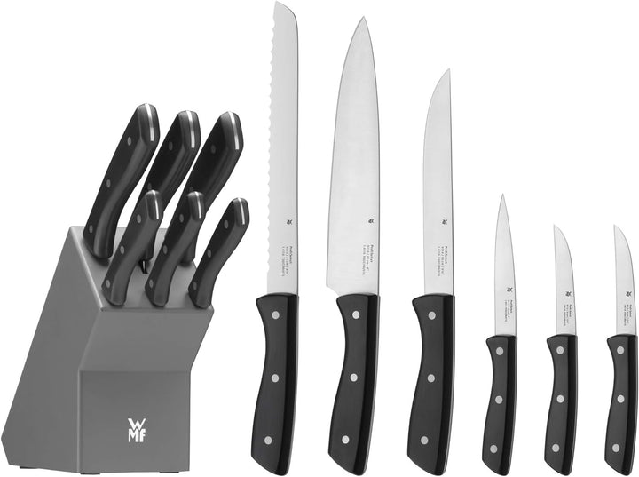 WMF Messerblock mit Messerset 7-teilig, Küchenmesser Set mit Messerhalter, 6 scharfe Messer, Holz-Bl
