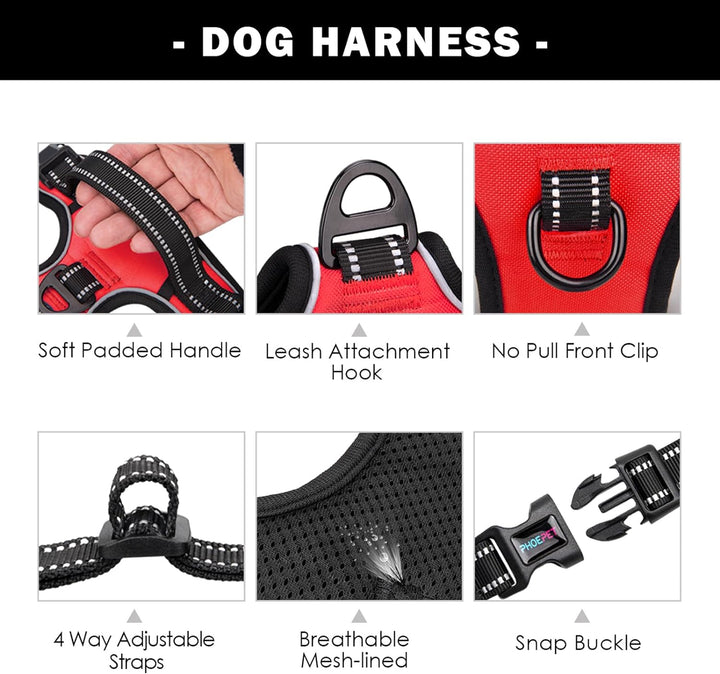 PHOEPET Hundegeschirr ohne Zug für kleine Hunde Reflektierende Weste mit verstellbarem Clip vorne mi