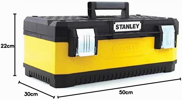 Stanley Werkzeugbox / Werkzeugkoffer (50x30x22cm, aus Metall-Kunststoff mit robuster Konstruktion, K