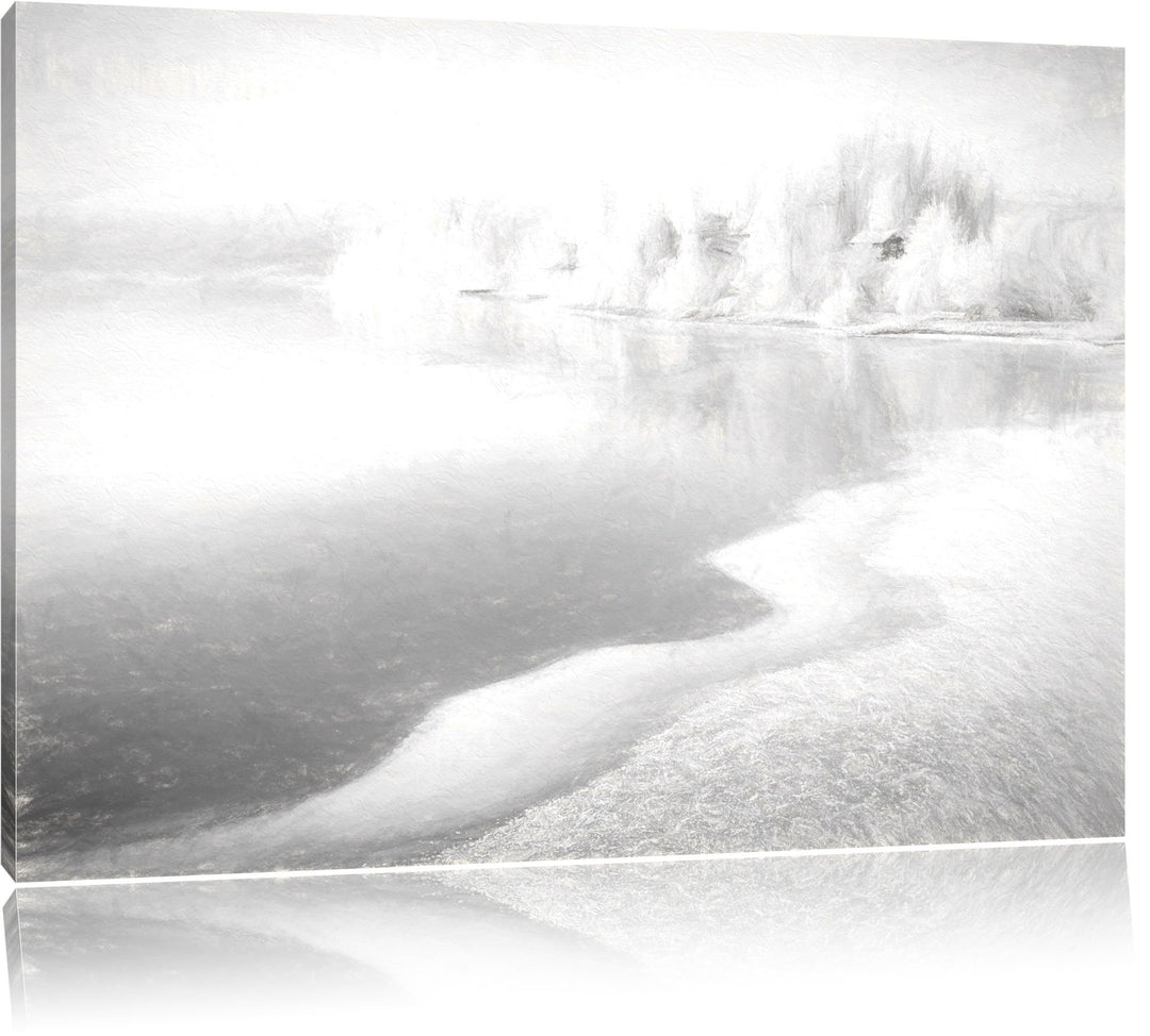 Pixxprint Winterlandschaft als Leinwandbild/Grösse: 100x70 cm/Wandbild/Kunstdruck/fertig bespannt, 1
