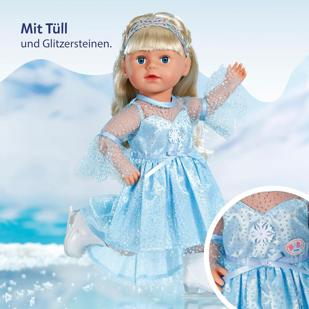 Baby Born Eisprinzessinnen Set mit Glitzerkleid, Tiara und Schlittschuhen für 43cm Puppen
