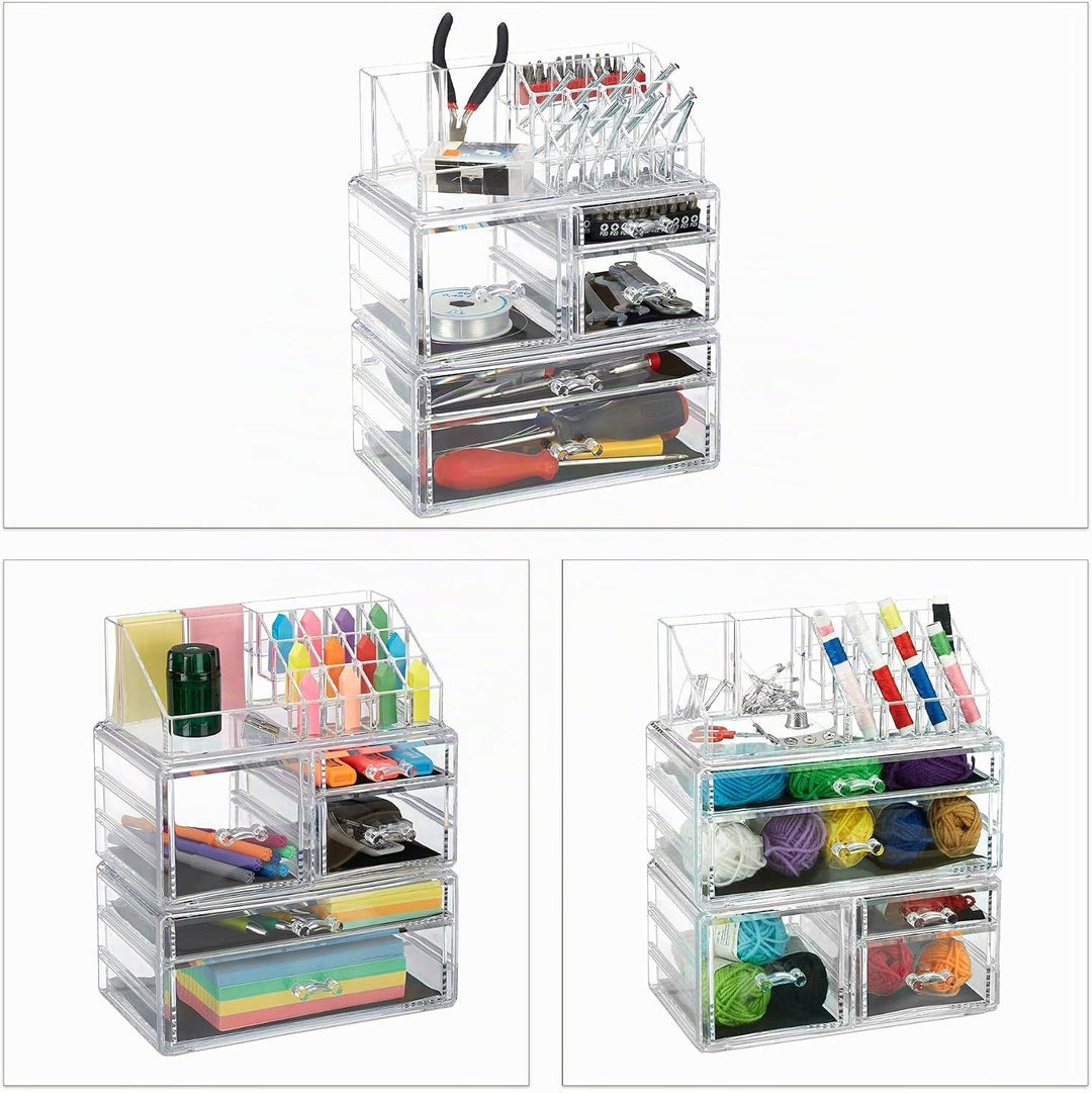 Relaxdays Make Up Organizer mit 21 Fächern, Kosmetik Tower für Lippenstift, Nagellack, Acryl Make Up