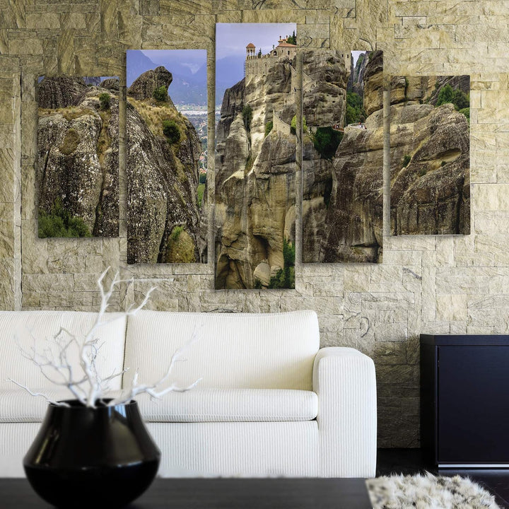 Bilder 5 Teilig Landschaft Deco Panel Kunst Berge Natur Himmel bunt 100x70 cm Deco panel 100x70 cm C