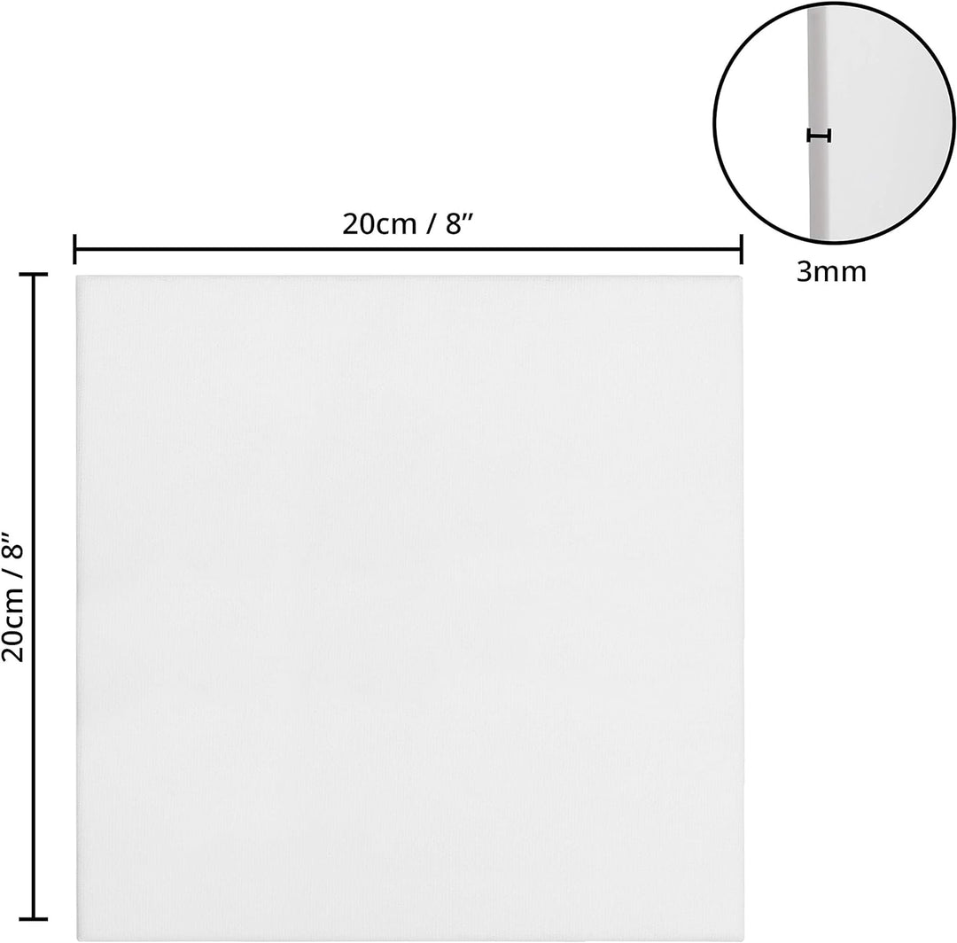 Kurtzy 24er Pack Leinwand zum Bemalen 20 x 20 cm - Quadratische, Vorgespannte Keilrahmen - Geeignet