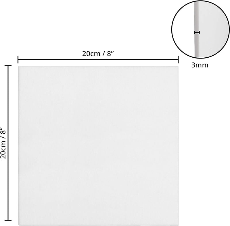 Kurtzy 24er Pack Leinwand zum Bemalen 20 x 20 cm - Quadratische, Vorgespannte Keilrahmen - Geeignet