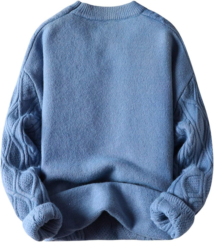 Aelfric Eden Herren Basic Pullover Damen Oversized Strickpullover Rundhals Unisex Einfarbig Pulli Ge
