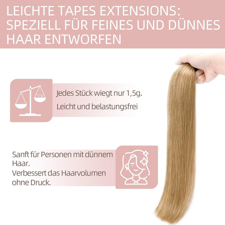 Silk-co Tape in Extensions Echthaar 20stk, leicht Version Tape Extensions Echthaar, Remy Haarextensi