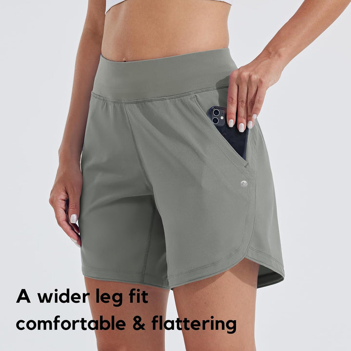 WILLIT Damen 7" Badeshorts Schwimmen Boardshorts Badehose Schnell Trocknend Bikini Shorts High Waist